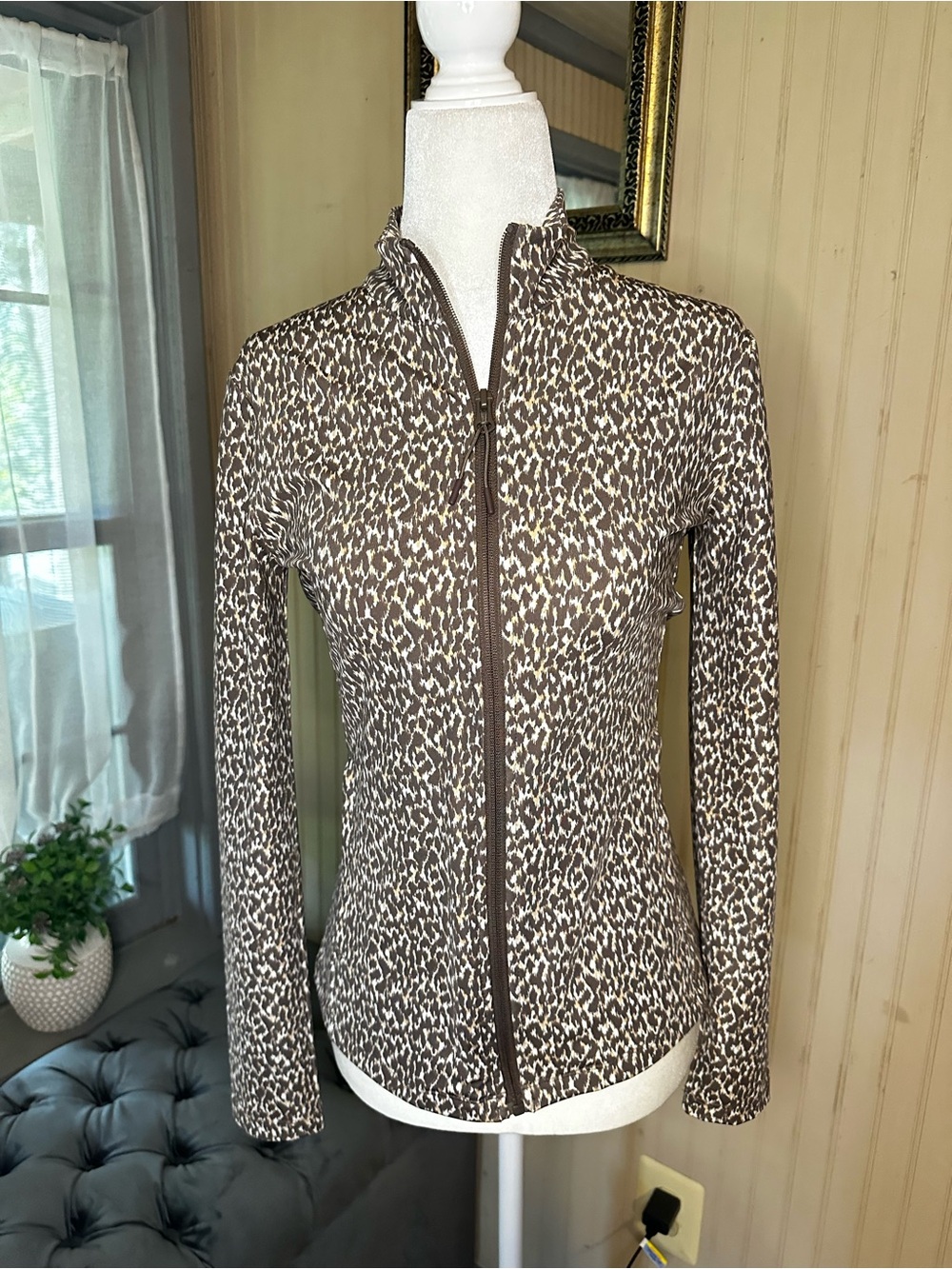 Tommy Bahama Everyday Active Jacket XS Leopard Animal Print Full Zip Stretch